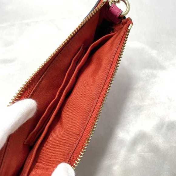 Coach Pouch ec-24044 Pink F65471 PVC Leather Studs COACH Chain Flower Women's